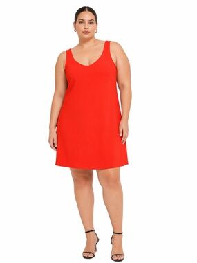 Nicole Miller Hot Coral Sleeveless Shift Mini Dress – Size 12 EUC